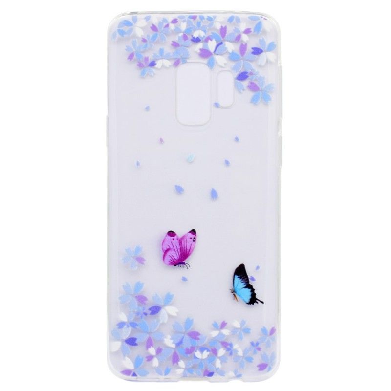 Skal Samsung Galaxy S9 Genomskinliga Fjärilar Och Blommor