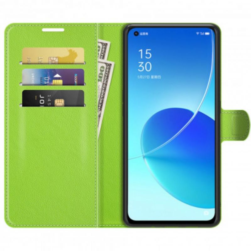 Fodral Oppo Reno 6 5g Klassiskt Litchi Konstläder