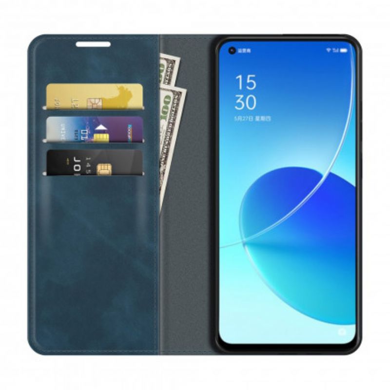 Folio-fodral Oppo Reno 6 5g Telefonfodral Mjuk Lädereffekt