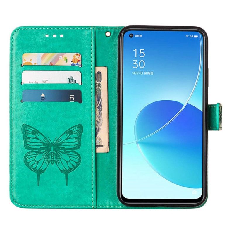 Läderfodral Oppo Reno 6 5g Telefonfodral Butterfly Design