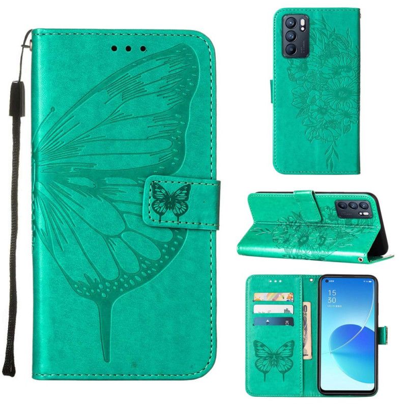 Läderfodral Oppo Reno 6 5g Telefonfodral Butterfly Design