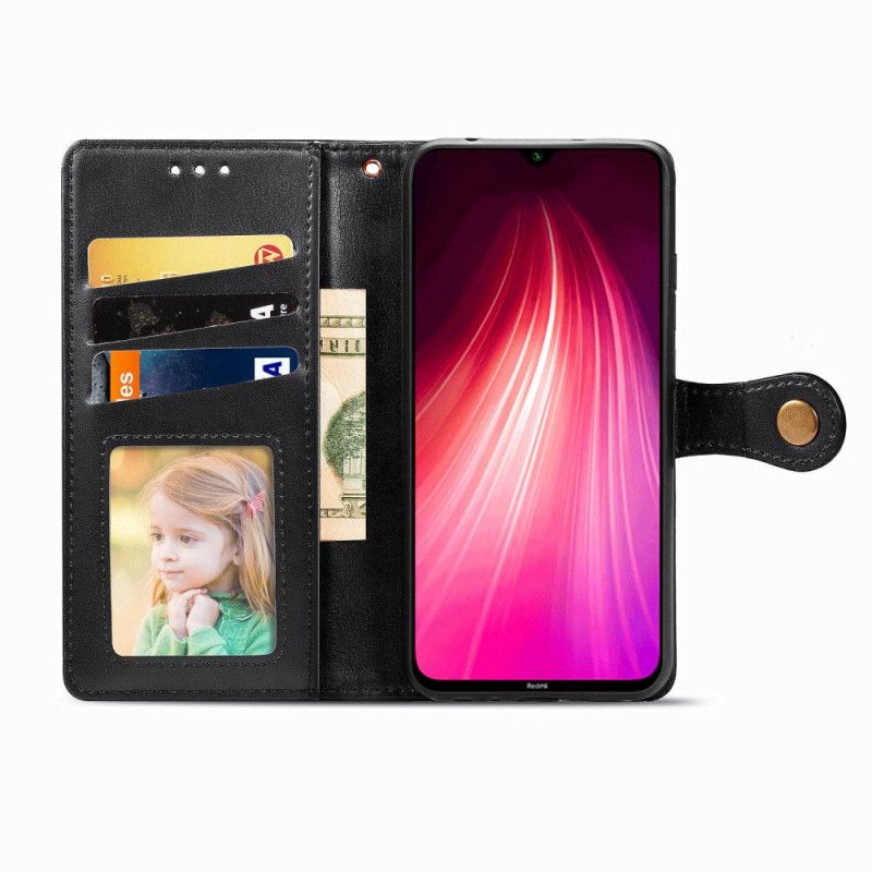 Fodral Xiaomi Redmi Note 8T Svart Stil Läder Lychee Hatt Prins