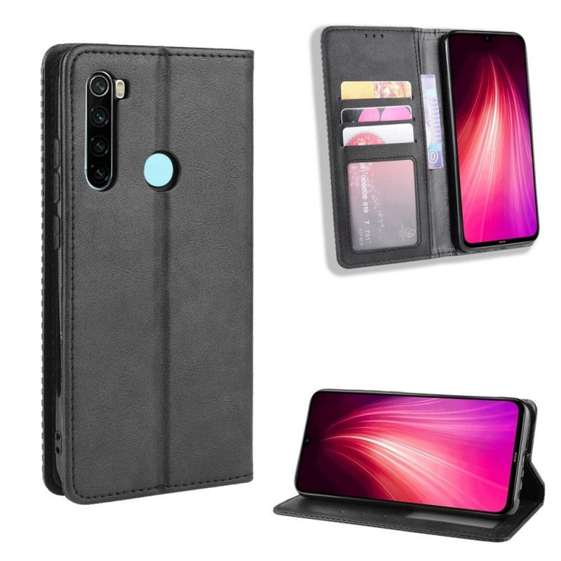 Folio-fodral för Xiaomi Redmi Note 8T Svart Stiliserad Vintage Lädereffekt