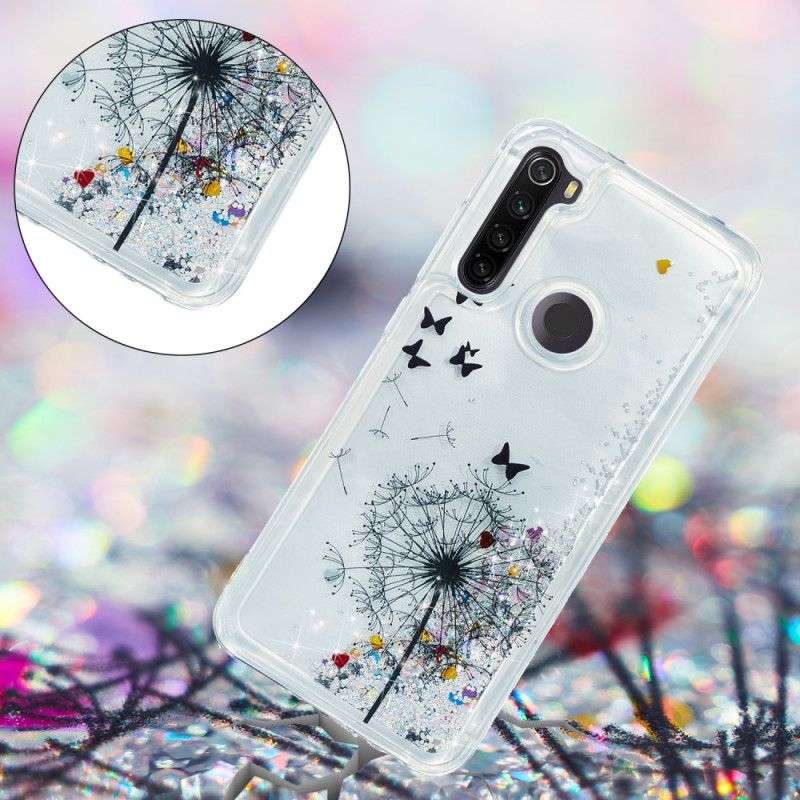 Skal för Xiaomi Redmi Note 8T Glitter Maskrosor