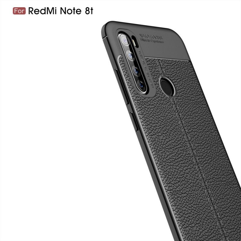 Skal Xiaomi Redmi Note 8T Svart Dubbel Linje Lychee Läder Effekt