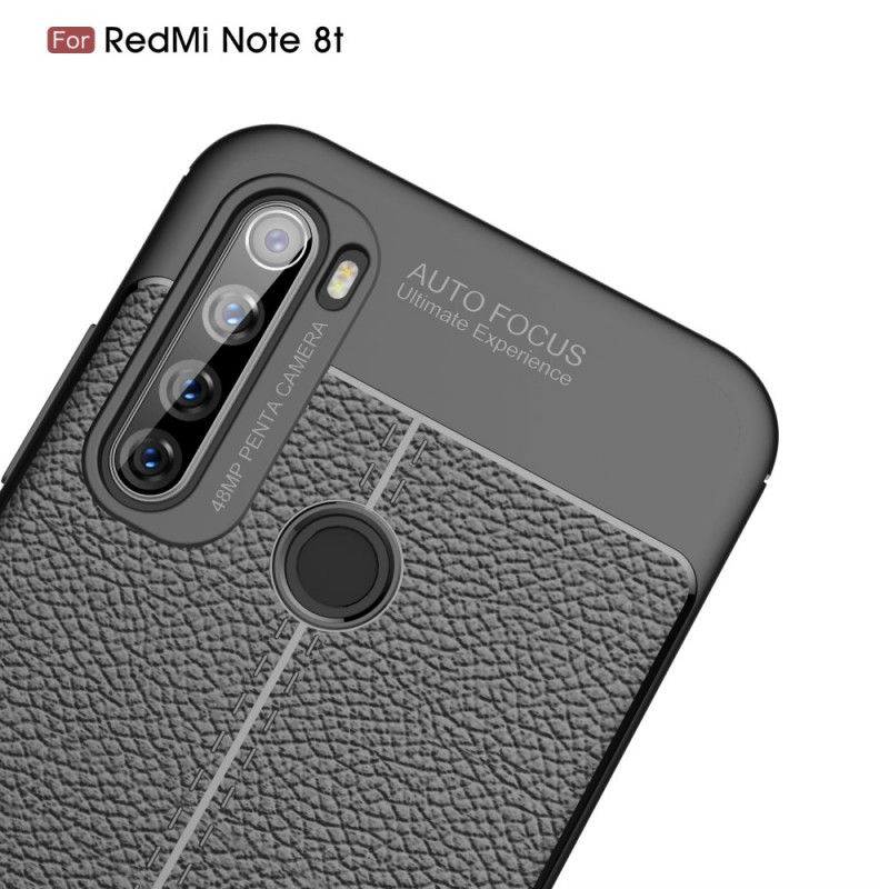 Skal Xiaomi Redmi Note 8T Svart Dubbel Linje Lychee Läder Effekt