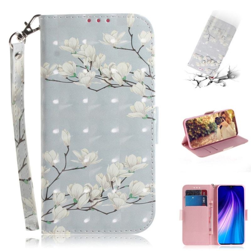 Skyddsfodral Xiaomi Redmi Note 8T Blommande Träd Med Rem