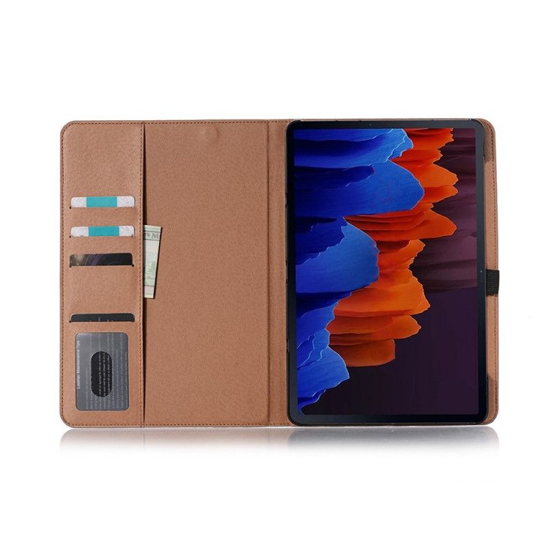 Case Samsung Galaxy Tab S7 Svart Vintage Nitar I Konstläder