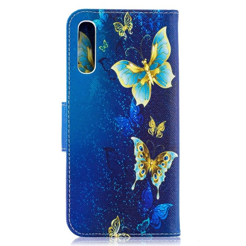 Fodral Samsung Galaxy A50 Rosa Gyllene Fjärilar