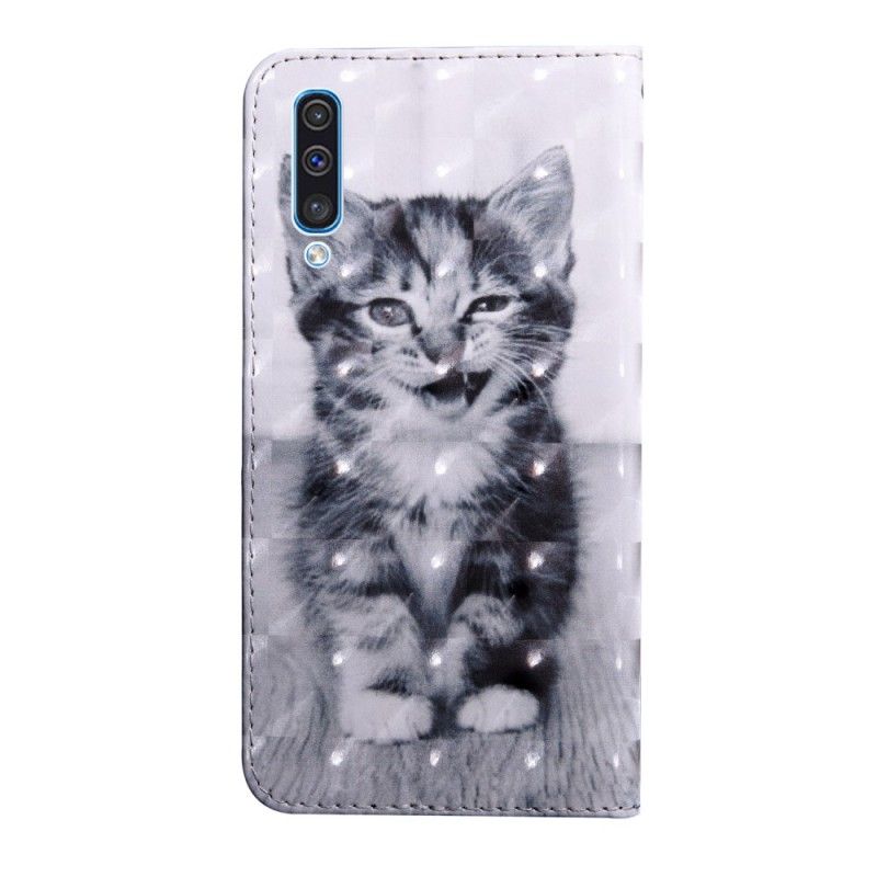 Fodral Samsung Galaxy A50 Svartvit Katt