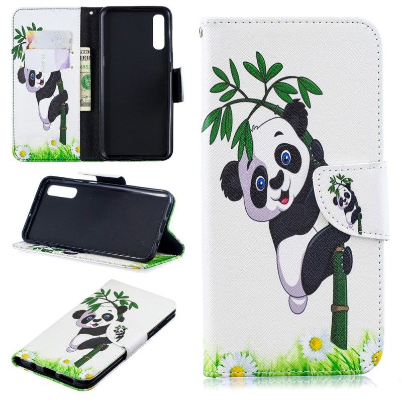Läderfodral Samsung Galaxy A50 Mobilskal Panda På Bambu
