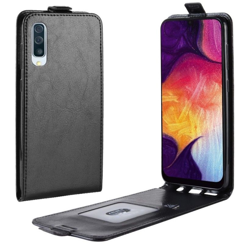 Läderfodral Samsung Galaxy A50 Svart Mobilskal Vikbar Lädereffekt