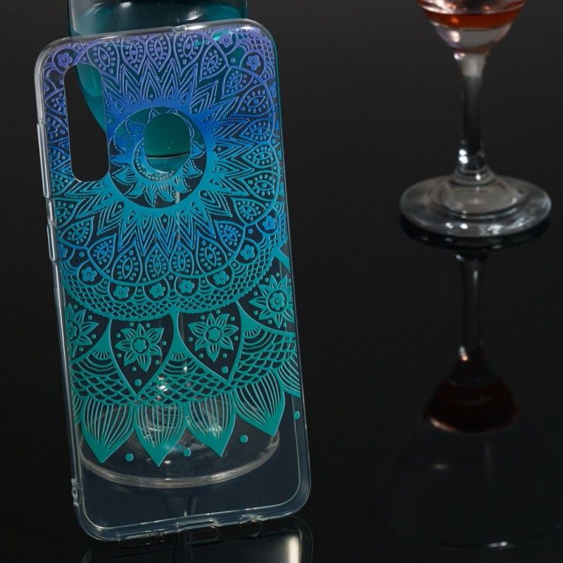 Skal Samsung Galaxy A50 Mobilskal Transparent Blå Mandala