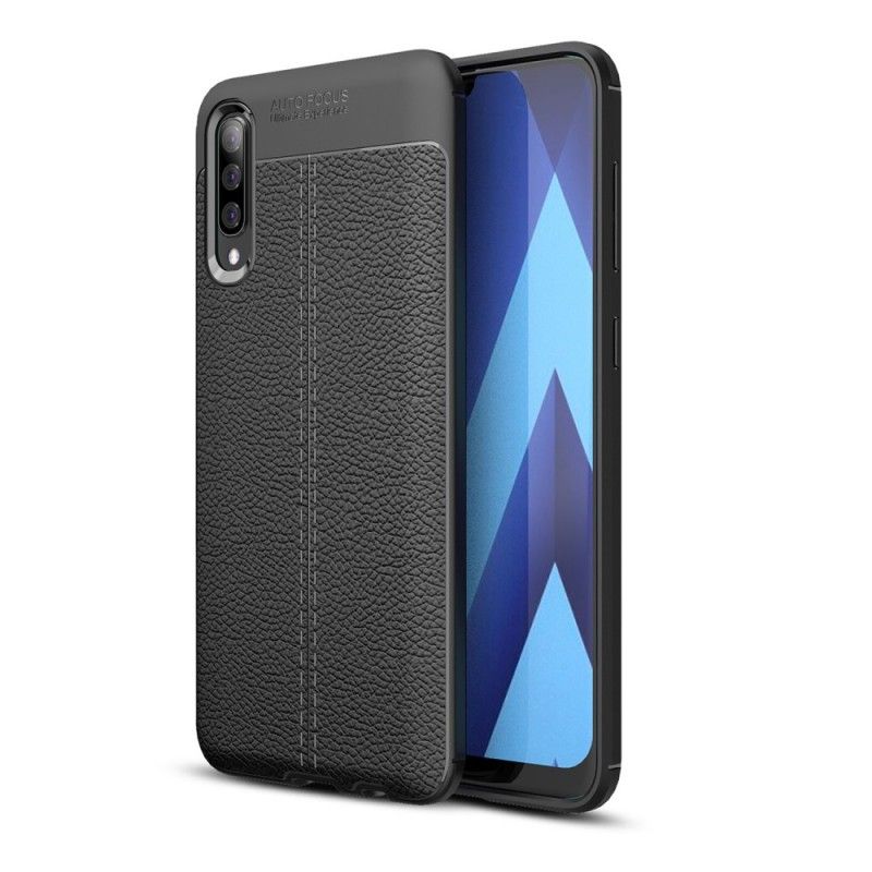 Skal Samsung Galaxy A50 Svart Dubbel Linjelychee-Lädereffekt