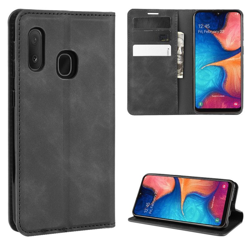 Folio-fodral Samsung Galaxy A20e Svart Mobilskal Elegant Lädereffekt