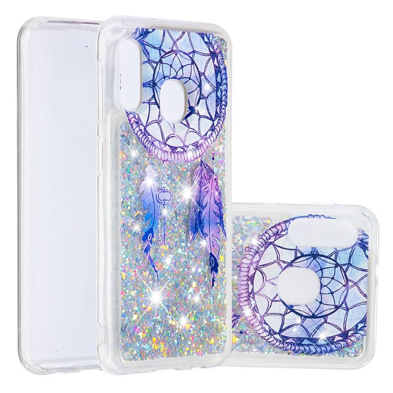 Skal Samsung Galaxy A20e Mobilskal Blue Glitter Dreamcatcher