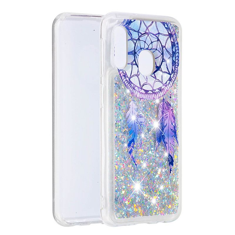 Skal Samsung Galaxy A20e Mobilskal Blue Glitter Dreamcatcher