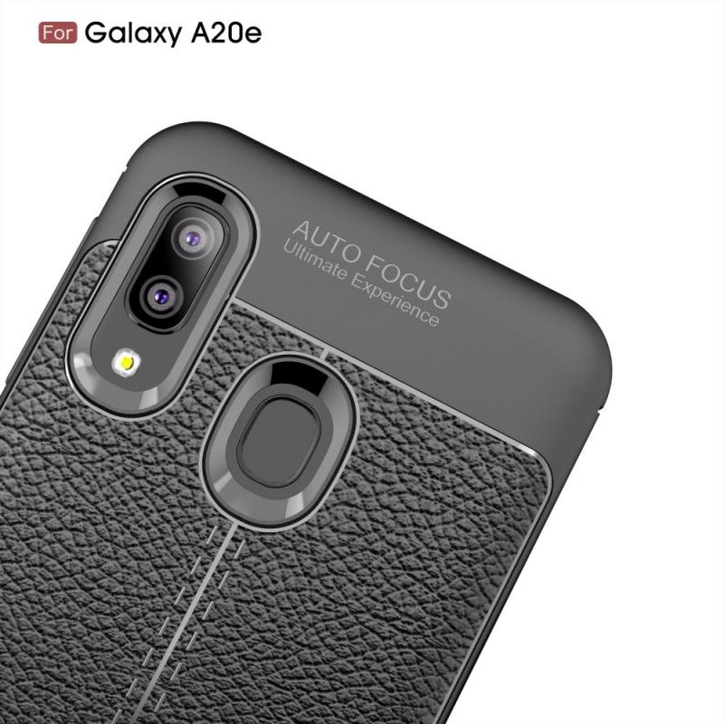 Skal Samsung Galaxy A20e Svart Mobilskal Dubbelt Linjelychee-Effekt