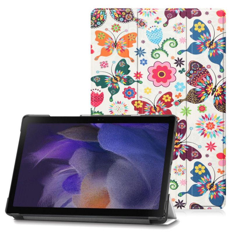 Smart Case Samsung Galaxy Tab A8 (2021) Förstärkta Fjärilar Och Blommor