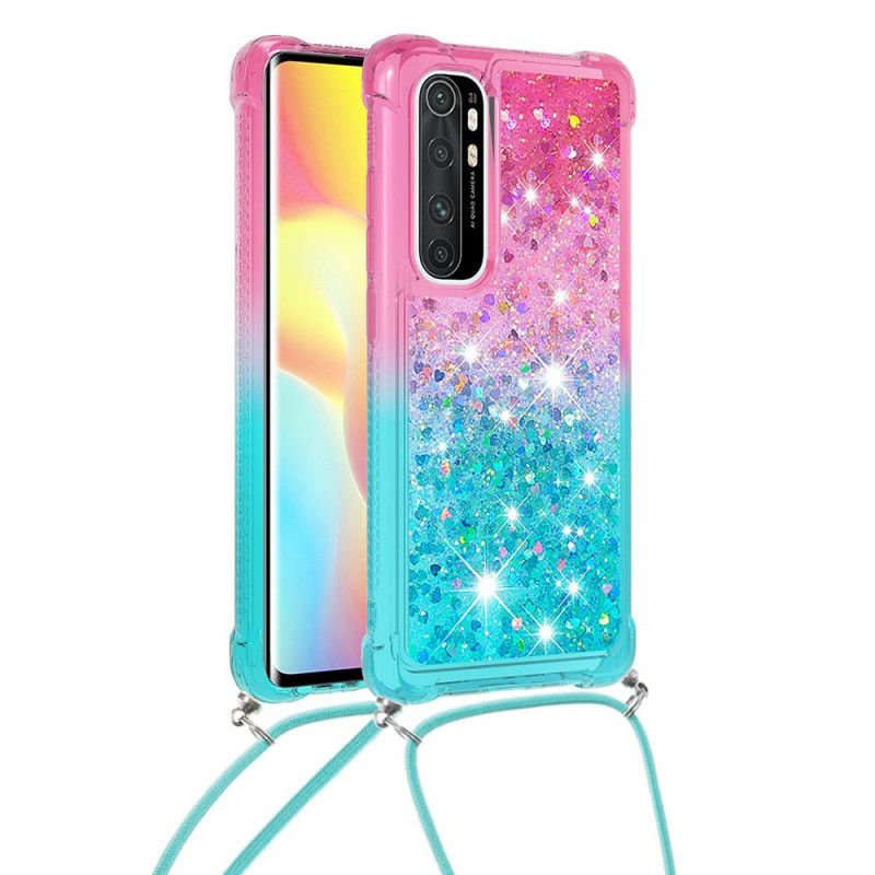 Skal för Xiaomi Mi Note 10 Lite Rosa Silikonglitter Och Sladd