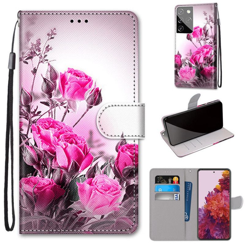 Fodral för Samsung Galaxy S21 Ultra 5G Magenta Magiska Blommor