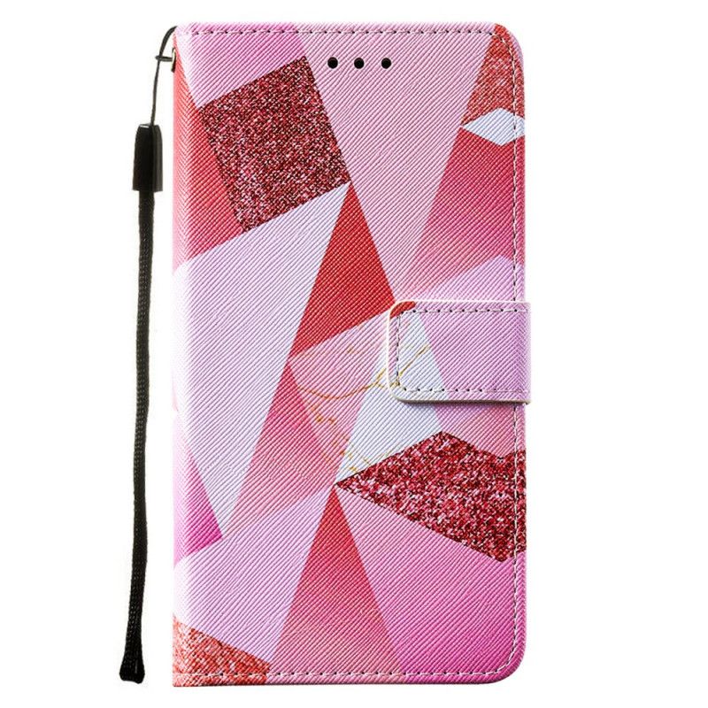 Fodral för Samsung Galaxy S21 Ultra 5G Magenta Trianglar Och Glitter