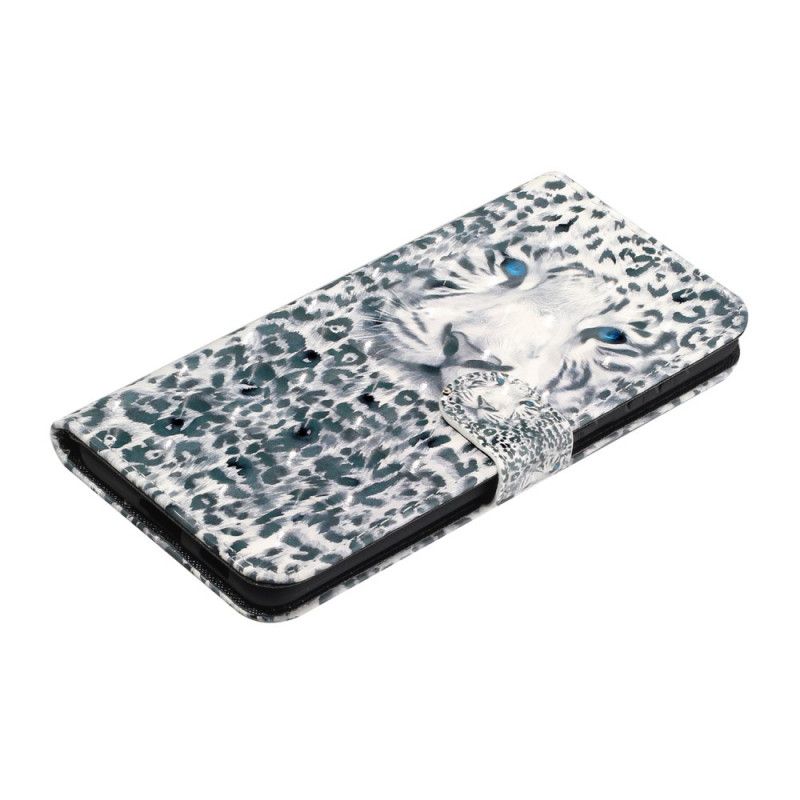 Fodral Samsung Galaxy S21 Ultra 5G Vit Leopardljusfläckar Med Rem