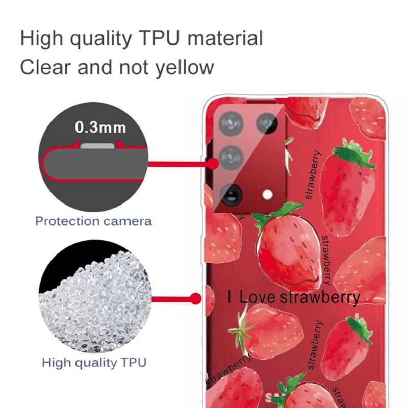 Skal för Samsung Galaxy S21 Ultra 5G Jordgubbar / Jag Älskar Jordgubbar
