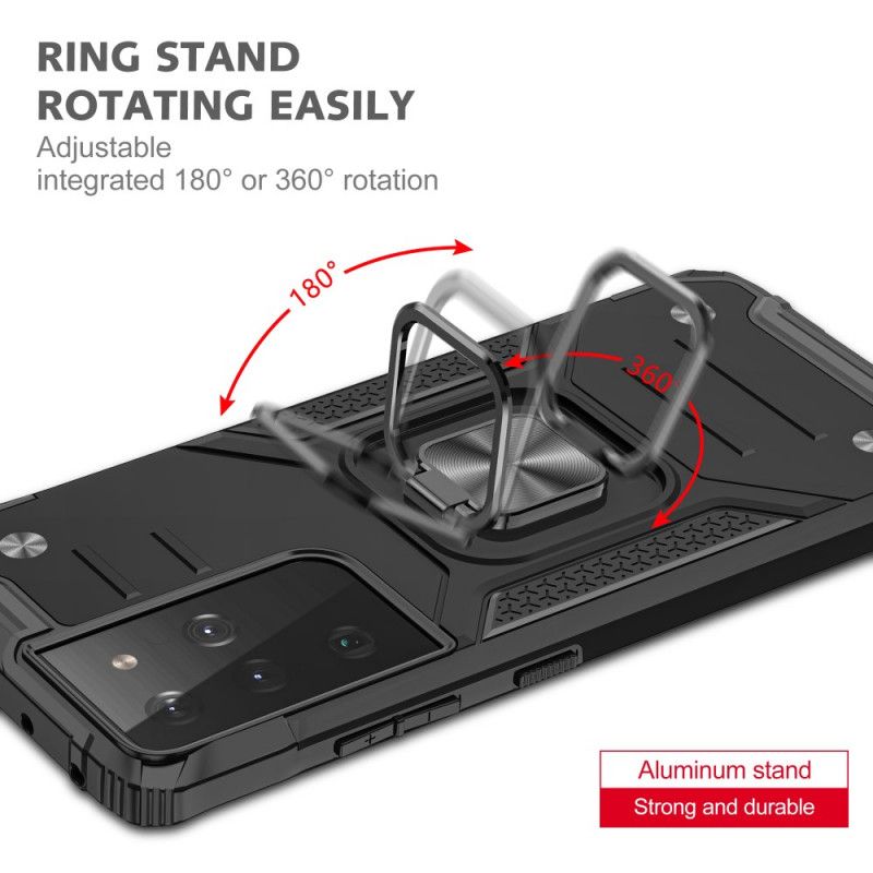 Skal för Samsung Galaxy S21 Ultra 5G Svart Avtagbar Resistent Ring