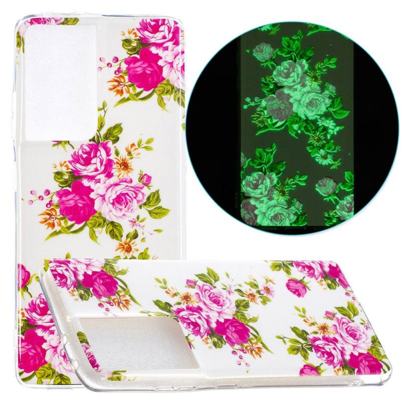 Skal Samsung Galaxy S21 Ultra 5G Fluorescerande Blommor