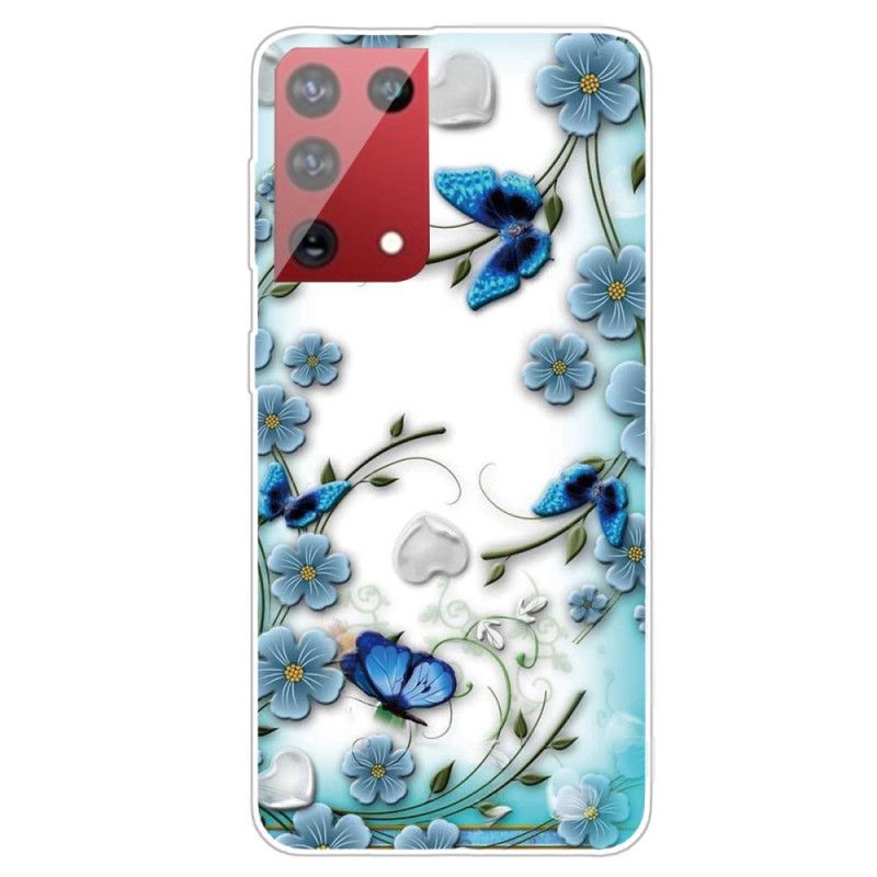 Skal Samsung Galaxy S21 Ultra 5G Mobilskal Retro Fjärilar Och Blommor