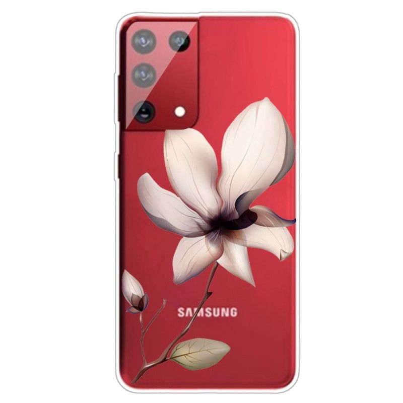 Skal Samsung Galaxy S21 Ultra 5G Rosa Transparent En Blomma