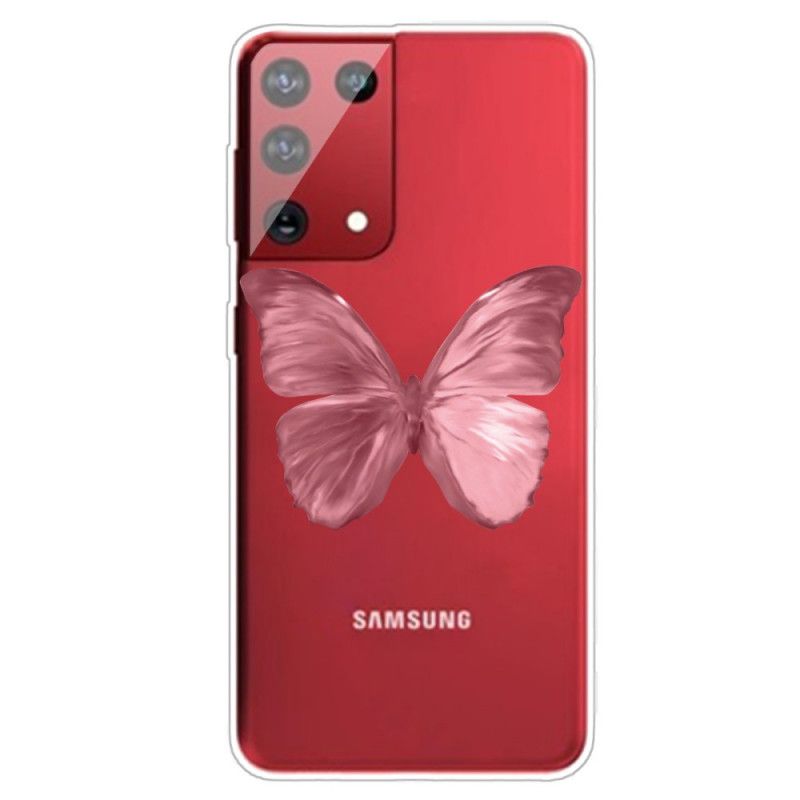 Skal Samsung Galaxy S21 Ultra 5G Rosa Vilda Fjärilar