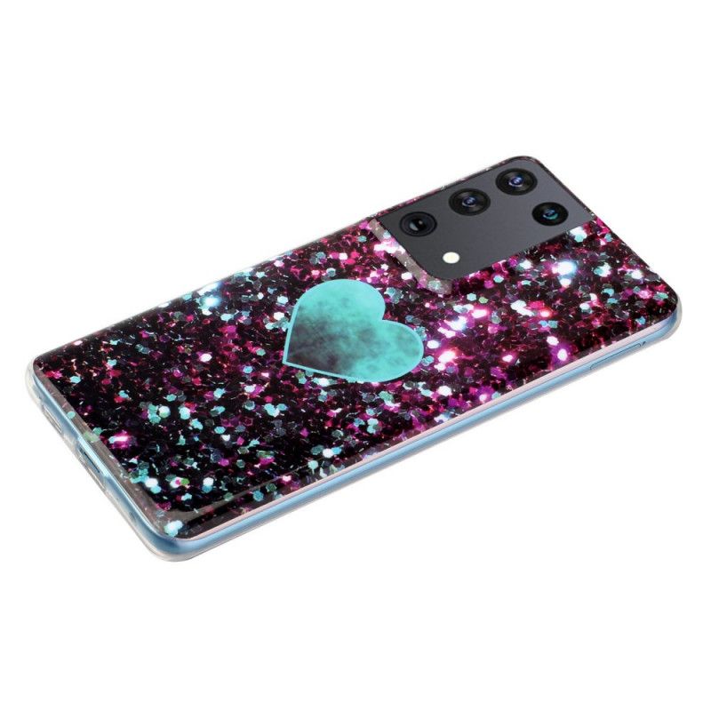 Skal Samsung Galaxy S21 Ultra 5G Svart Glitter Marmorhjärta