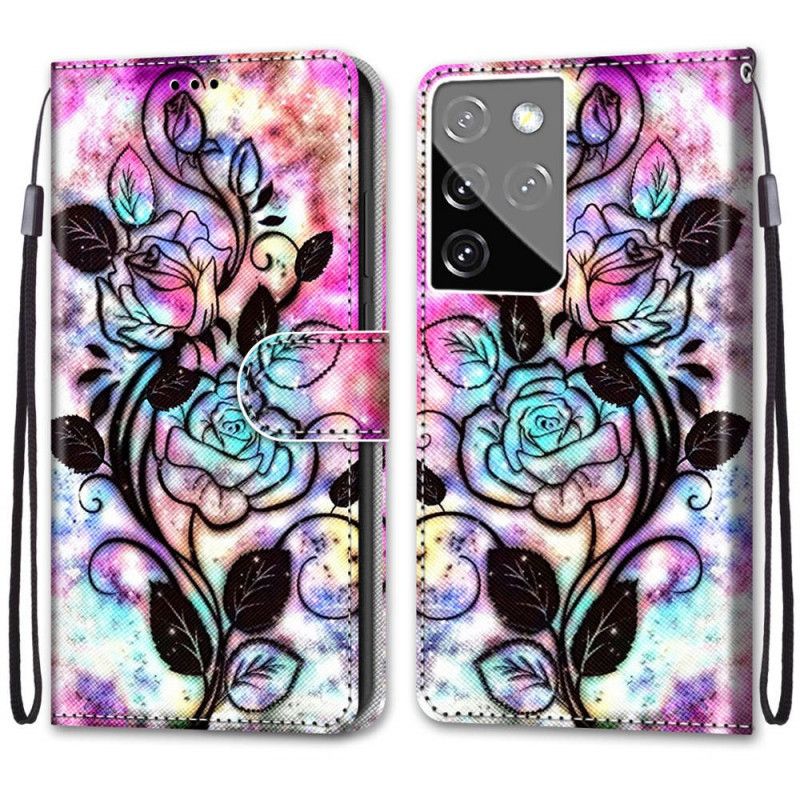 Skyddsfodral Samsung Galaxy S21 Ultra 5G Neonblommor