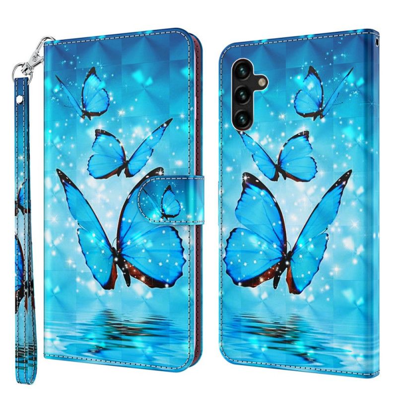 Fodral För Samsung Galaxy A13 5g Flying Blue Butterflies