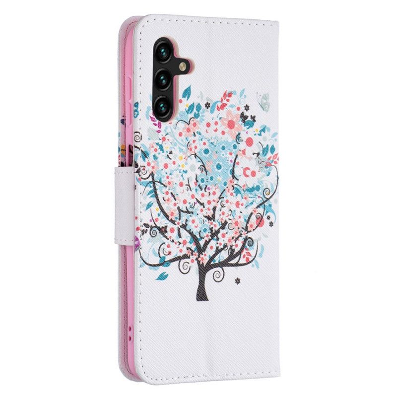 Läderfodral Samsung Galaxy A13 5g Telefonfodral Blommande Träd