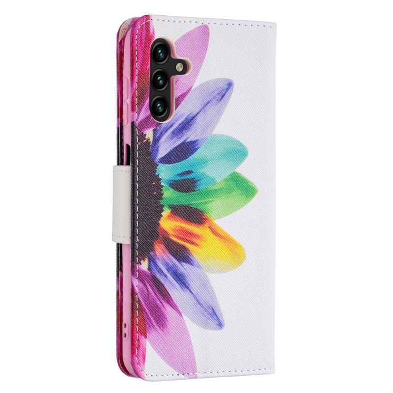 Läderfodral Samsung Galaxy A13 5g Telefonfodral Blommavattenfärg