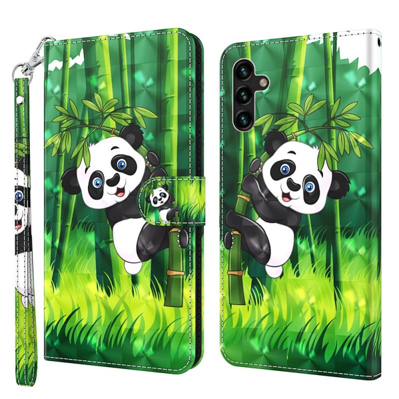 Läderfodral Samsung Galaxy A13 5g Telefonfodral Panda Och Bambu