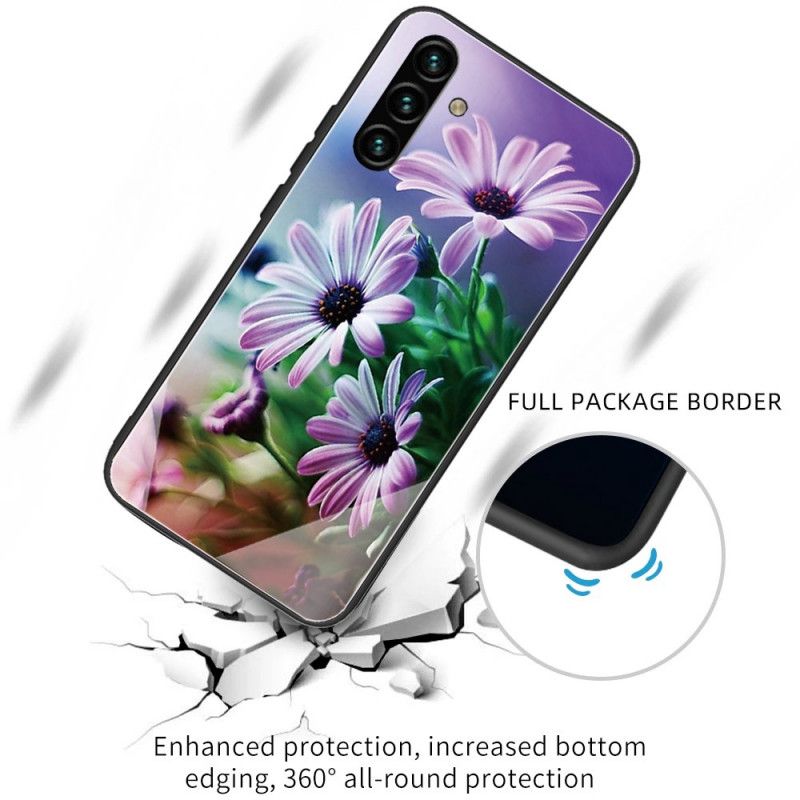 Skal För Samsung Galaxy A13 5g Blommor I Härdat Glas