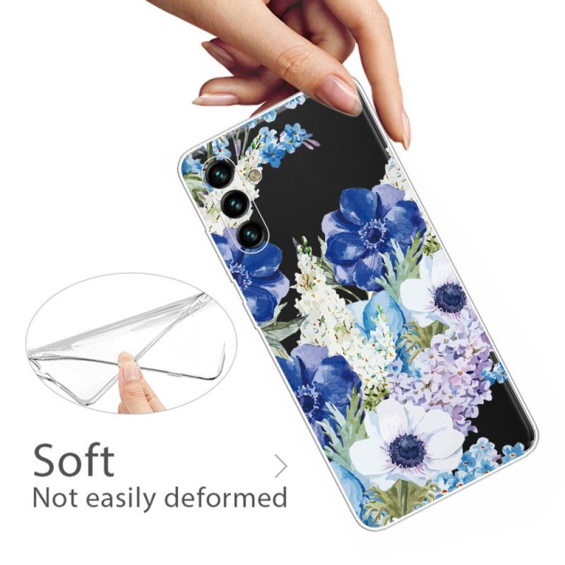 Skal Samsung Galaxy A13 5g Blå Blommor Akvarell
