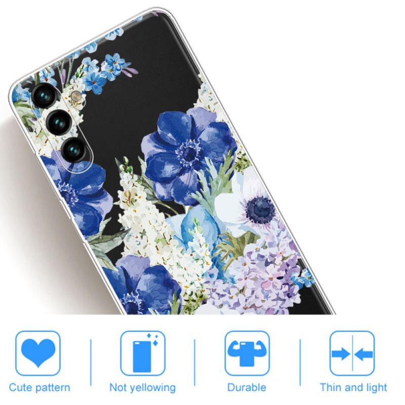 Skal Samsung Galaxy A13 5g Blå Blommor Akvarell