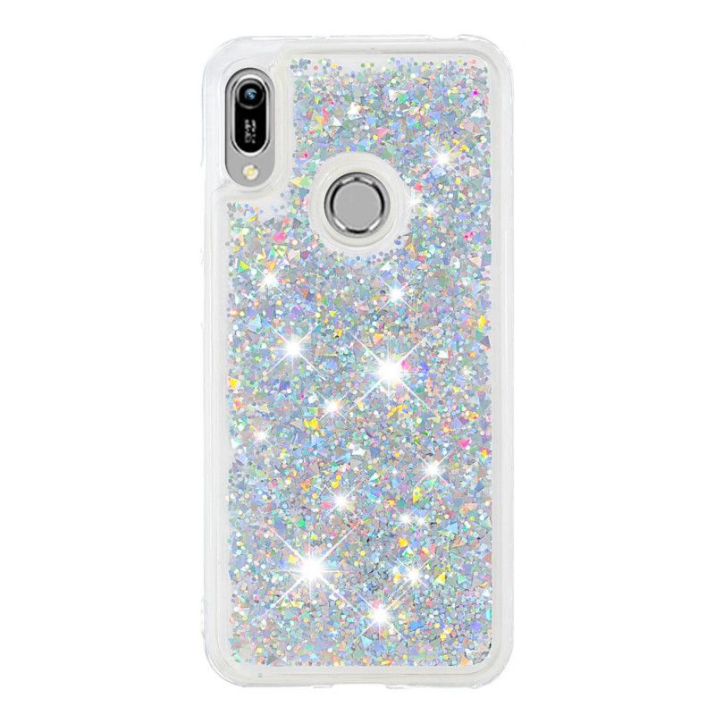 Skal Huawei Y6 2019 Ljusblå Glitterpulver