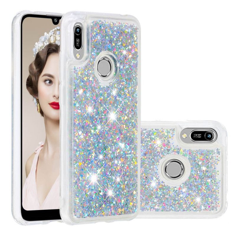 Skal Huawei Y6 2019 Ljusblå Glitterpulver