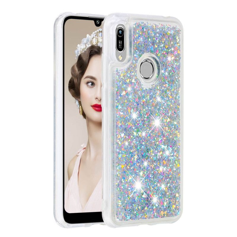 Skal Huawei Y6 2019 Ljusblå Glitterpulver