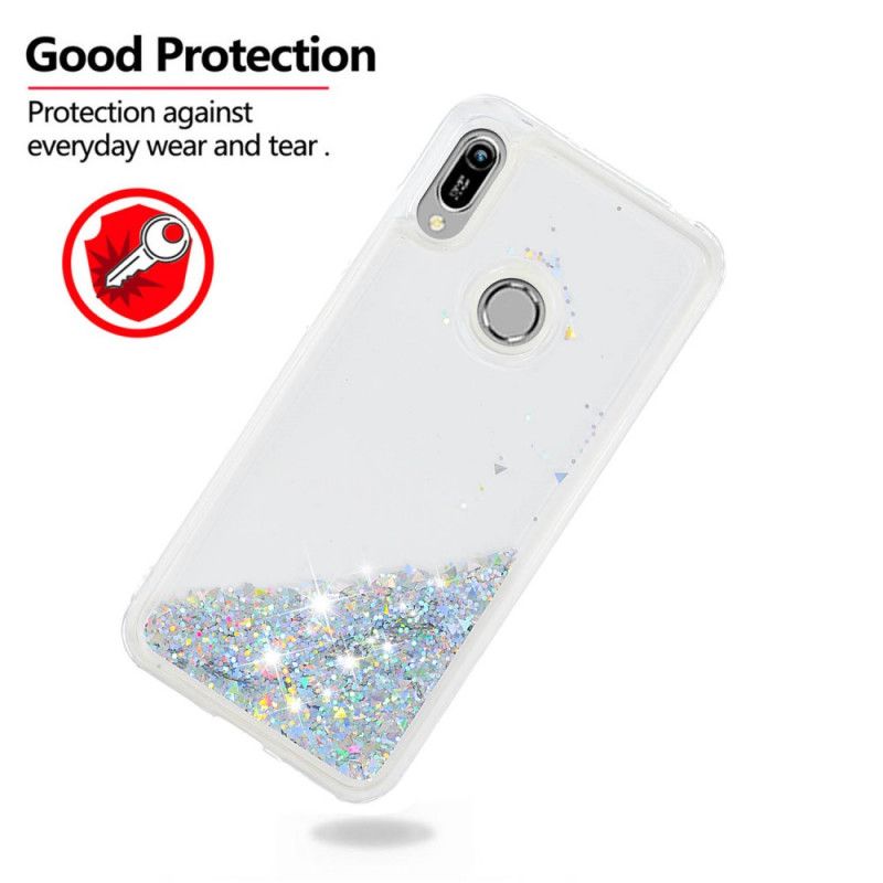 Skal Huawei Y6 2019 Ljusblå Glitterpulver