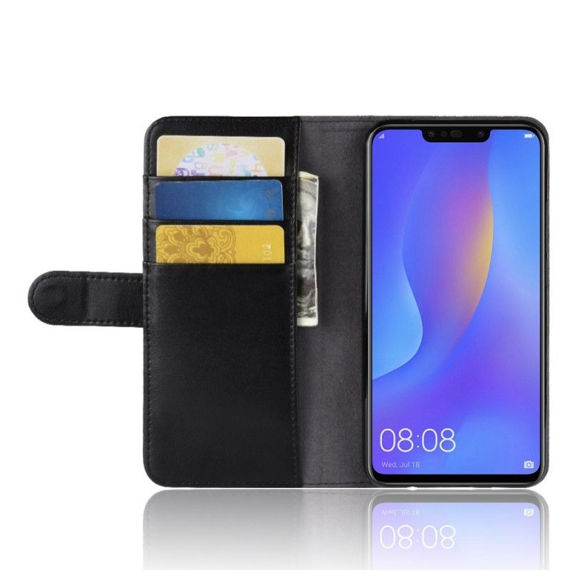 Fodral Huawei P Smart Plus Svart Äkta Läder