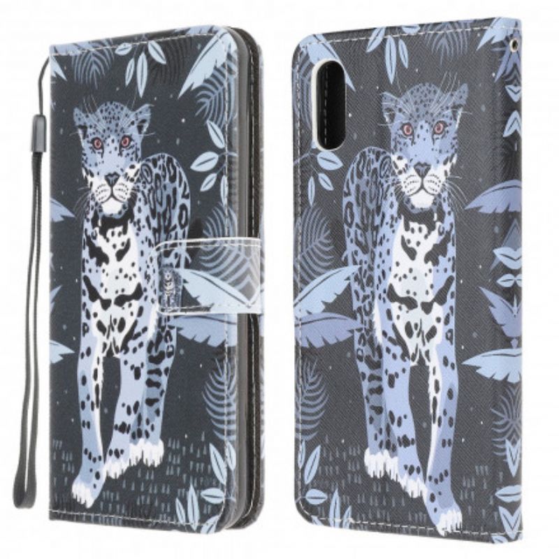 Läderfodral Samsung Galaxy Xcover 5 Telefonfodral Leopard Strappy