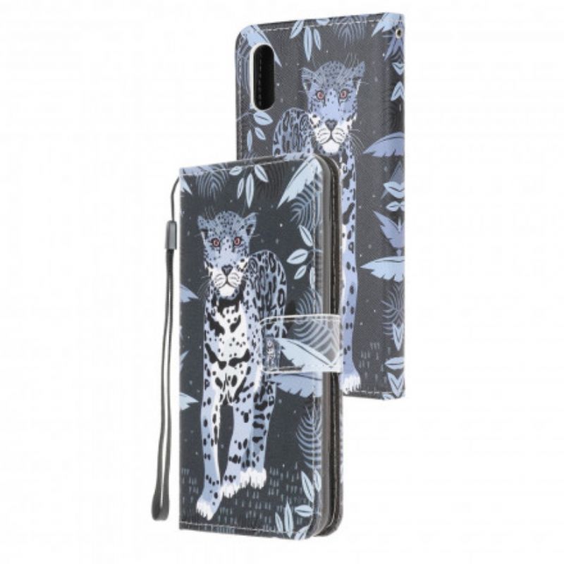 Läderfodral Samsung Galaxy Xcover 5 Telefonfodral Leopard Strappy