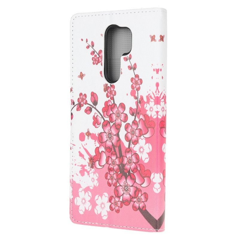 Fodral Xiaomi Redmi 9 Magenta Tropiska Blommor